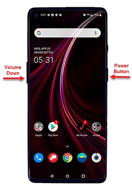 Power and volume down buttons