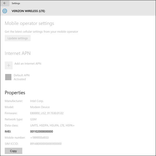 Advanced properties with IMEI