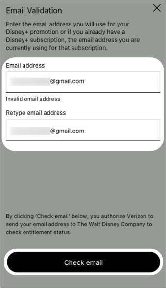 Email Validation screen