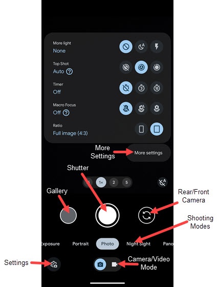 Common Camera settings detail