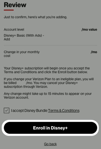 Add Disney+ - My Verizon app
