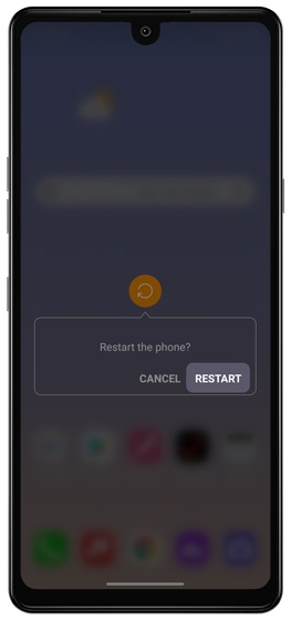 Restart confirmation screen