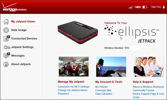 View Device ID - Verizon Ellipsis Jetpack MHS700L