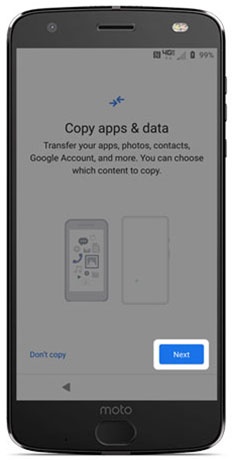 Copy apps and data page