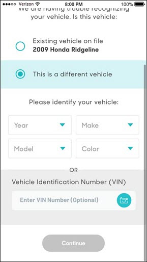 Enter vehicle info