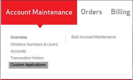 Custom Applications link
