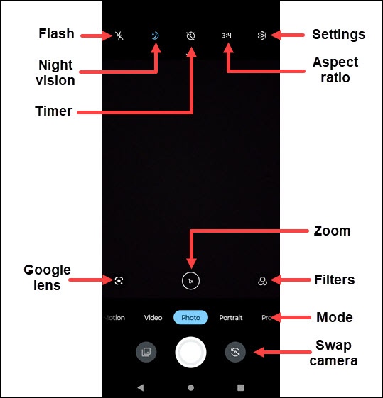 Camera menu options