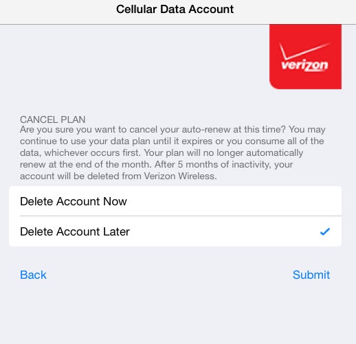 Delete Account screen