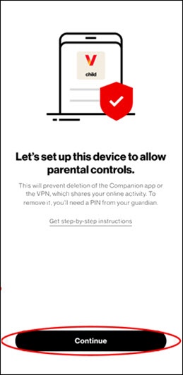 Tap Continue to begin setup
