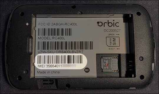 Verizon Orbic Speed - View Device ID