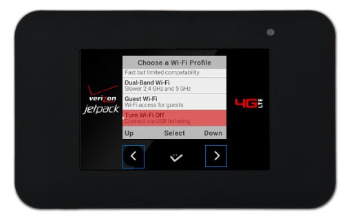 Tethered Modem Connection - Verizon Jetpack 4G LTE Mobile Hotspot 