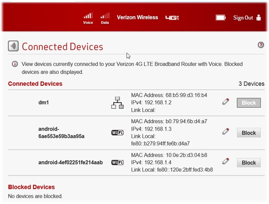 Verizon LTE Internet and Home Phone - Access Control