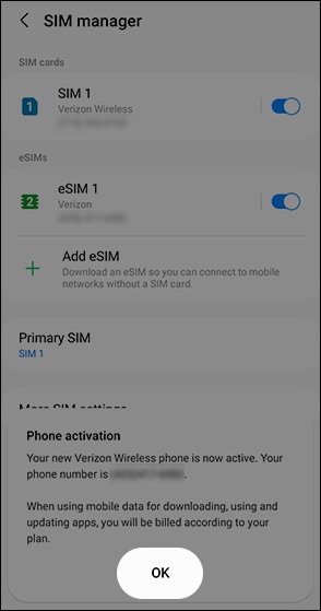 Confirm activation