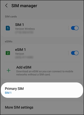 SIM card manager screen