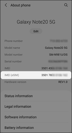 eSIM IMEI