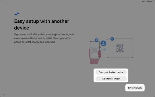 Easy setup screen