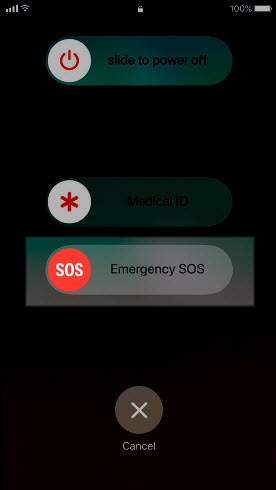 Emergency SOS slider