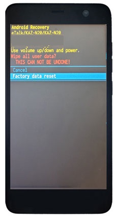 Android Recovery Screen Factory data reset