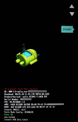 Android Recovery start Screen