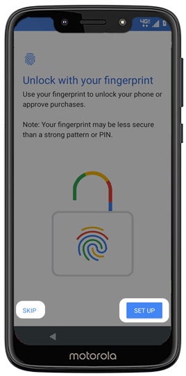 Unlock with fingerprint screen