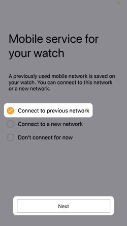 Tap Connect to previous network