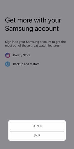 Tap SIGN IN to complete Samsung account setup