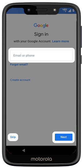 Google Sign in screen