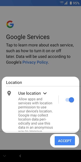 Google Services screen