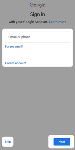 Google sign in