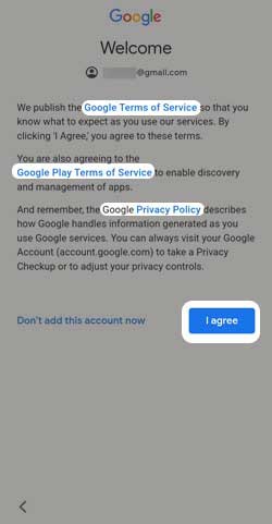 review Google terms and privacy policy