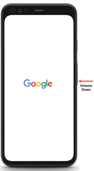 Google logo with volume down button