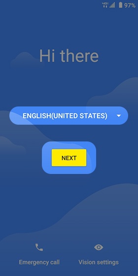 Activation start screen