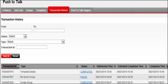 Transaction History tab