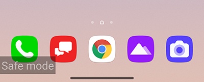 Home screen with Safe mode indicator