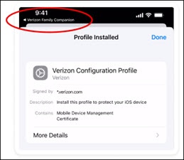 Tap back icon to return to the Verizon Family Companion app