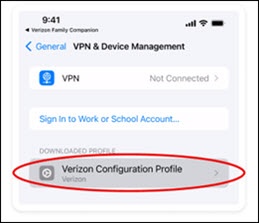 Tap Verizon Configuration Profile