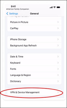 Tap VPN & Device Management