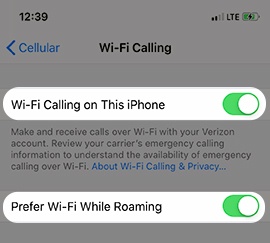 Wi-Fi Calling Switch