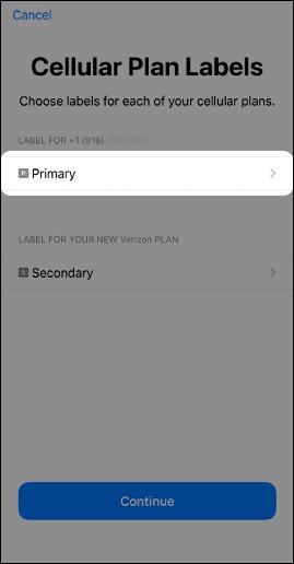 Apple iPhone Add Cellular Plan Using an eSIM Verizon