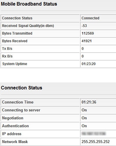 Mobile Broadband Status