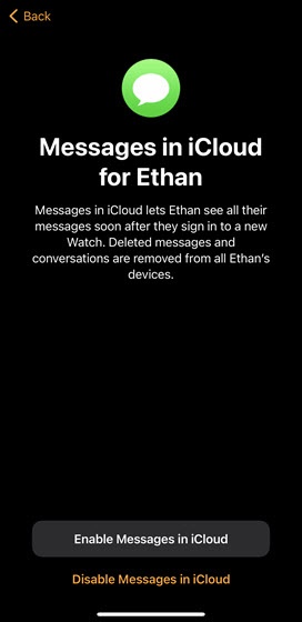 Enable Messages in iCloud