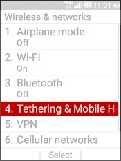 Select Tethering and Mobile Hotspot
