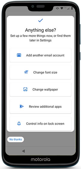 Tap any of the available options to further customize your device