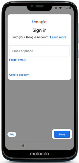 Sign into your Google account or create a new one.
