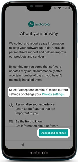 Tap Accept and continue to use your current Privacy Settings