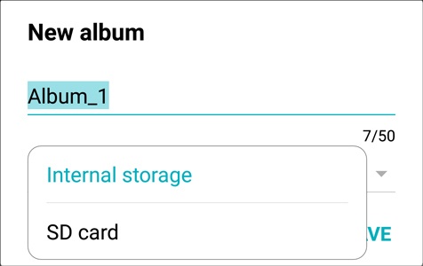 Tap the dropdown arrow to select SD / Memory Card