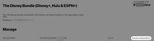 Select cancel subscription