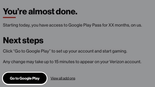 Add Google Play Pass Subscription - My Verizon app