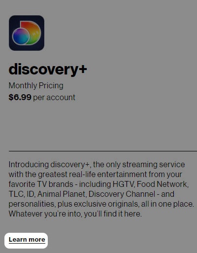 Add discovery+ Subscription - My Verizon Website