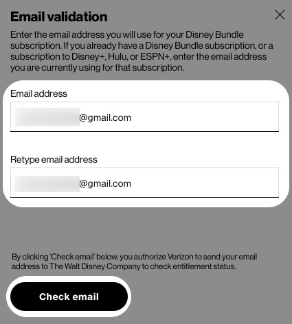 Email Validation screen